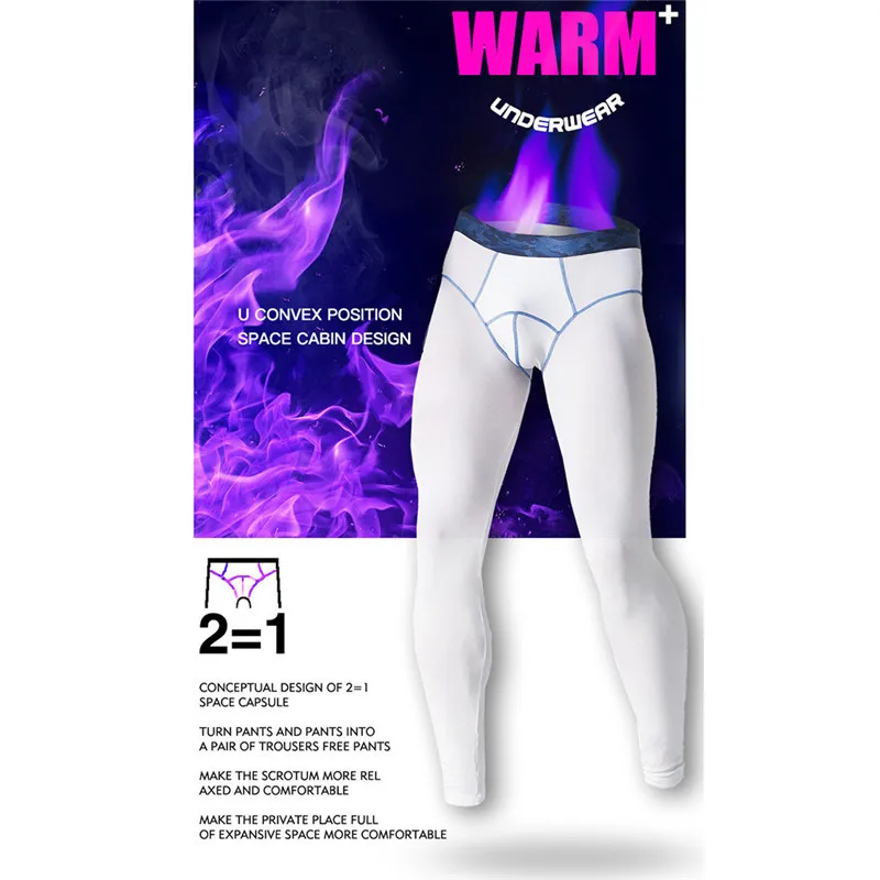 Pants Men Breathe Sexy Casual Slim Pouch leggings U Convex Separation Stretch Thermal Separation Youth Warm NEW Long JAYCOSIN