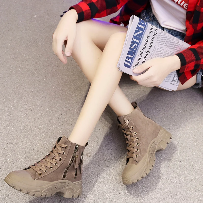 

Leather high-top casual shoes SZK autumn and winter new matte leather British wind short boots simple fashion knight boots