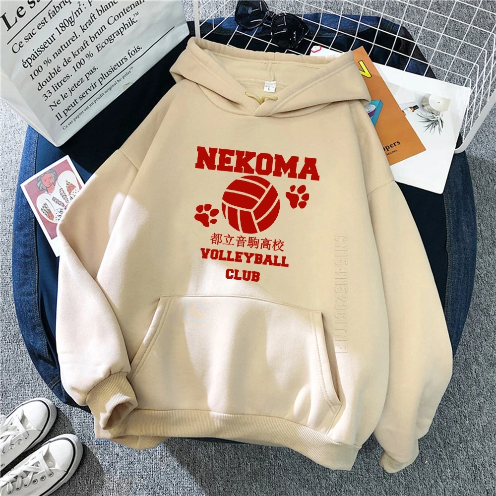 

Haikyuu Volleyball Club Red Printed Mens Anime Streetwear Brand Street Men's Hoodies Comfortable Daily Male Pullovers