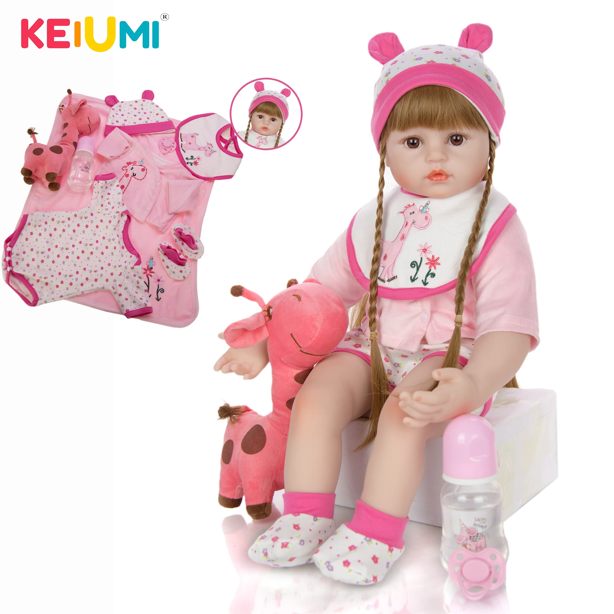 

KEIUMI Realistic Princess 24'' 60 cm Cloth Body Soft Silicone New Cute Boneca Reborn Newborn Doll For Girl Kid Christmas Gifts