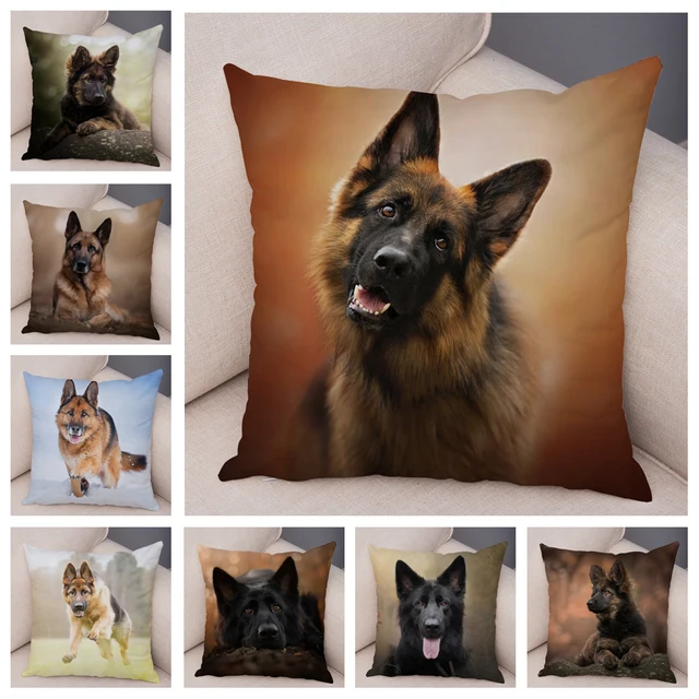 German Shepherd Dog Pillowcase Super Soft Short Plush Cushion Cover for Sofa Home Pillow Case Decor Pet Animal 45*45cm Covers 1