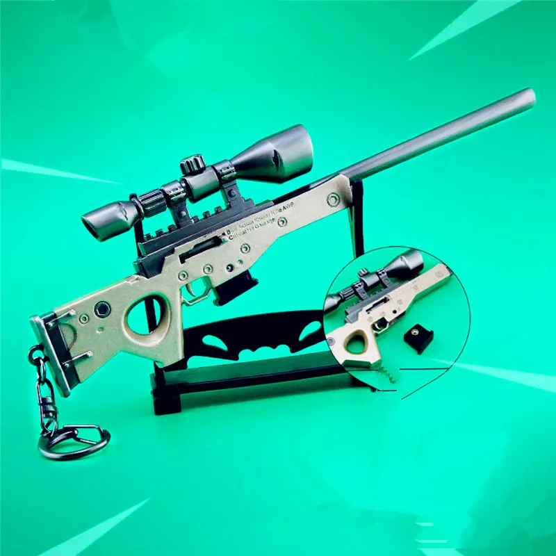 Hot Sale Military Gun Key Chain Battle Royale Action Figure Alloy Weapon Keychain Perripherals Night Model Toy For Kid