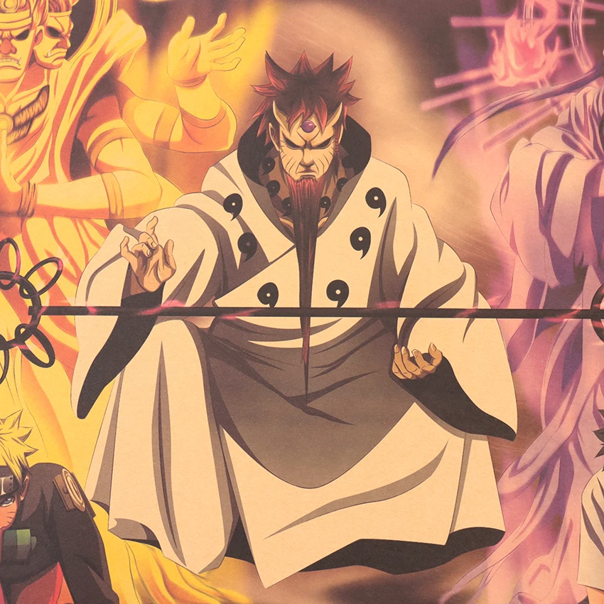 Плоский стикер на стену Винтаж мультфильм крафт Бумага постер Naruto бар детской комнаты домашний декор комиксов героя аниме «Наруто бумага для поделок в стиле ретро картина 50,5x35 см