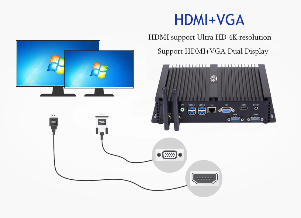 Intel Core i3 6100U i3 6006U Skylake промышленный Мини ПК Barebone Linux микро компьютер Win10 HTPC 300M Wifi VGA HDMI 2 COM порта