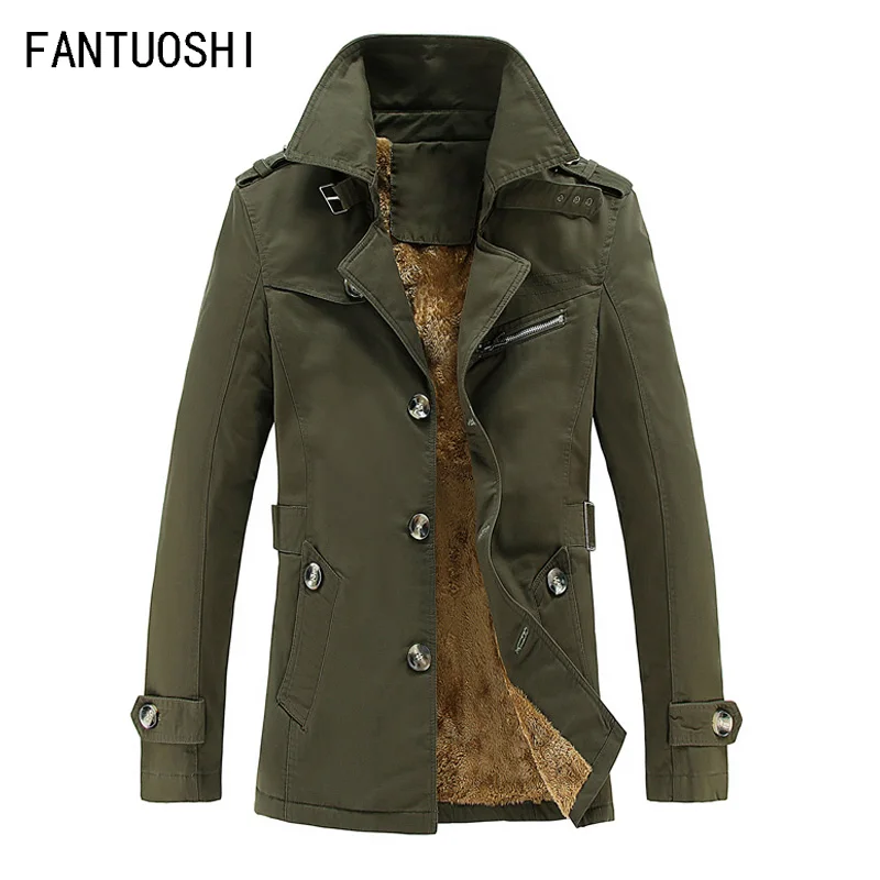 

Winter jacket men 2019 New Thick warm cotton jacket Slim long-sleeved casual long coat single-breasted men's large size 5XL