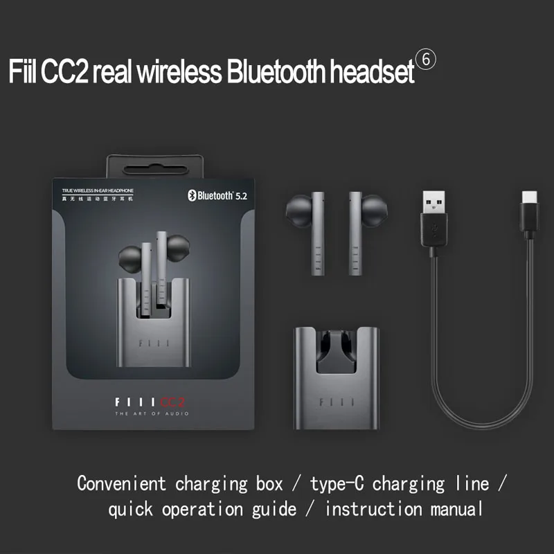 Original FIIL CC2 TWS Wireless Bluetooth Earphones Noise Reduction Sport Headphone Bluetooth 5.2 With Microphone For Smart Phone