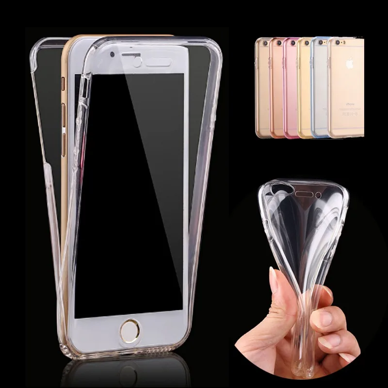 

360 Full Protection Silicone Case For iPhone 6 7 Cases Soft TPU Full Cover For iPhone 5s 6 6s 7 8 Plus X Case Transparent Clear