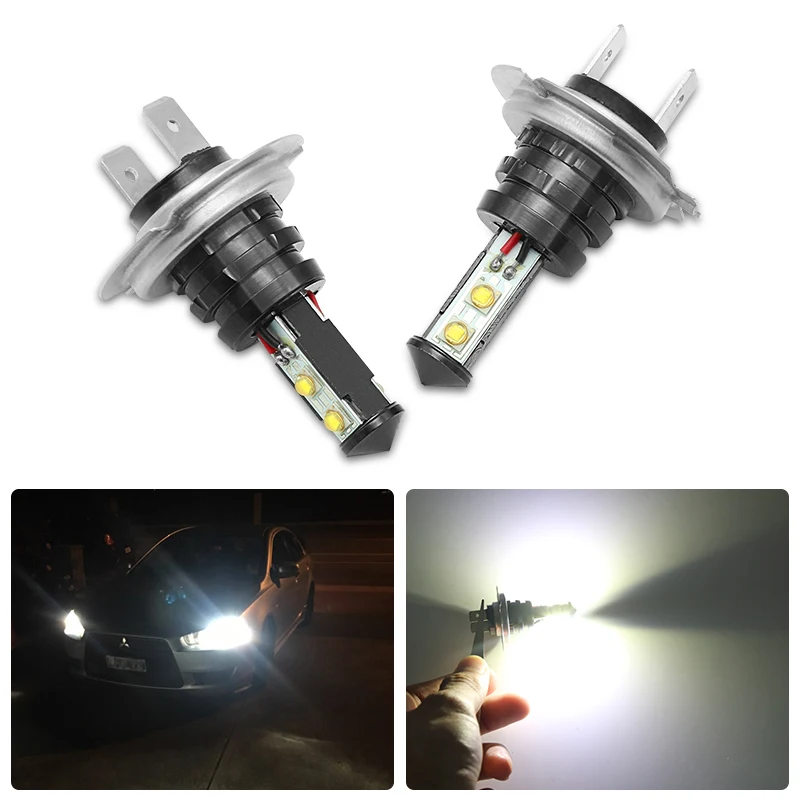 2pcs H7 Led Lamp Super Bright Car Fog Lights Headlight 12v 24v 6000k White  Driving Running Led H7 Bulbs For Auto Automotive