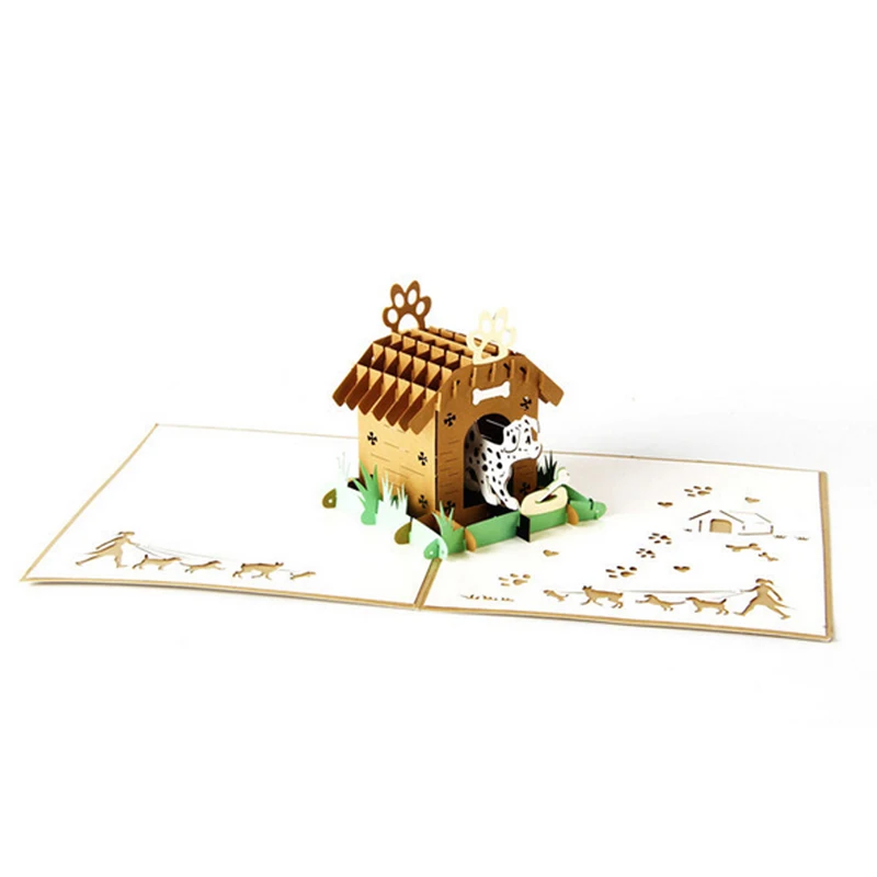  3D Pop Up Pet House Greeting Card Christmas Valentine Birthday Invitation D08D - 4000357768798