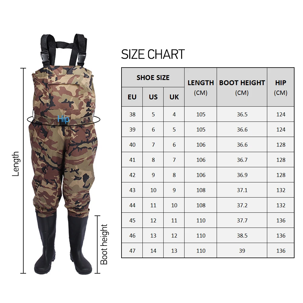 

Fishing Vest Chest Wader Nylon/PVC Waterproof Fishing Hunting Waders for Men and Women Fishing Rod Lures Bait Tackle Pesca