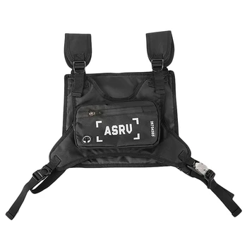 

ASRV Outdoor Sports Men Chest Bag Multi-Function Waterproof Pockets Streetwear Mobile Phone Bags Small Backpack Black