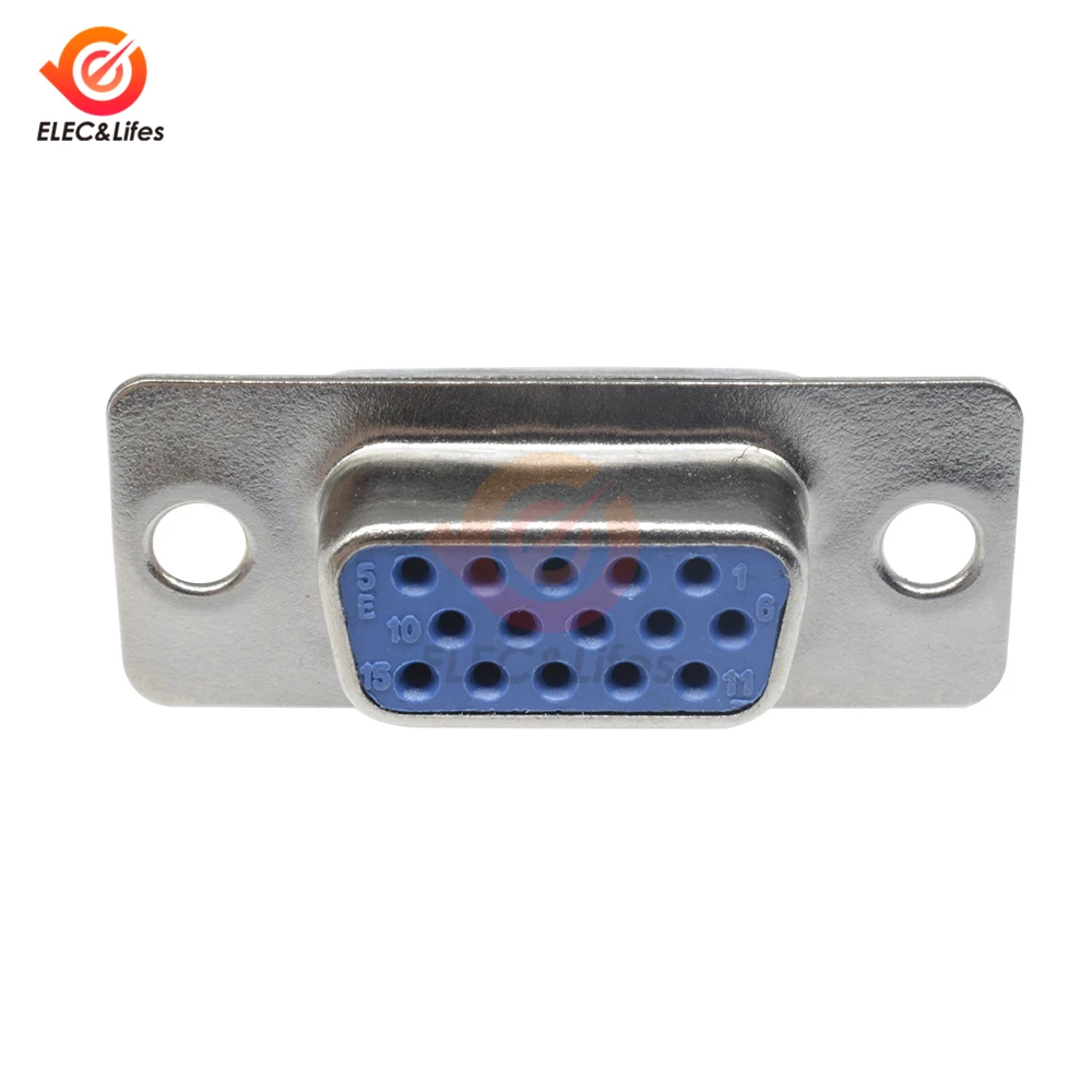 D-SUB DB15 3 Rows 15 Pin Female Solder Type Adapter Connector Straight Socket