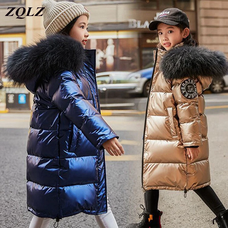

2019 Fashion Brand Girl Down Jacket Warm Baby Children Down Parkas Coat Fur Kid Teenager Thickening Outerwear For Cold Winter