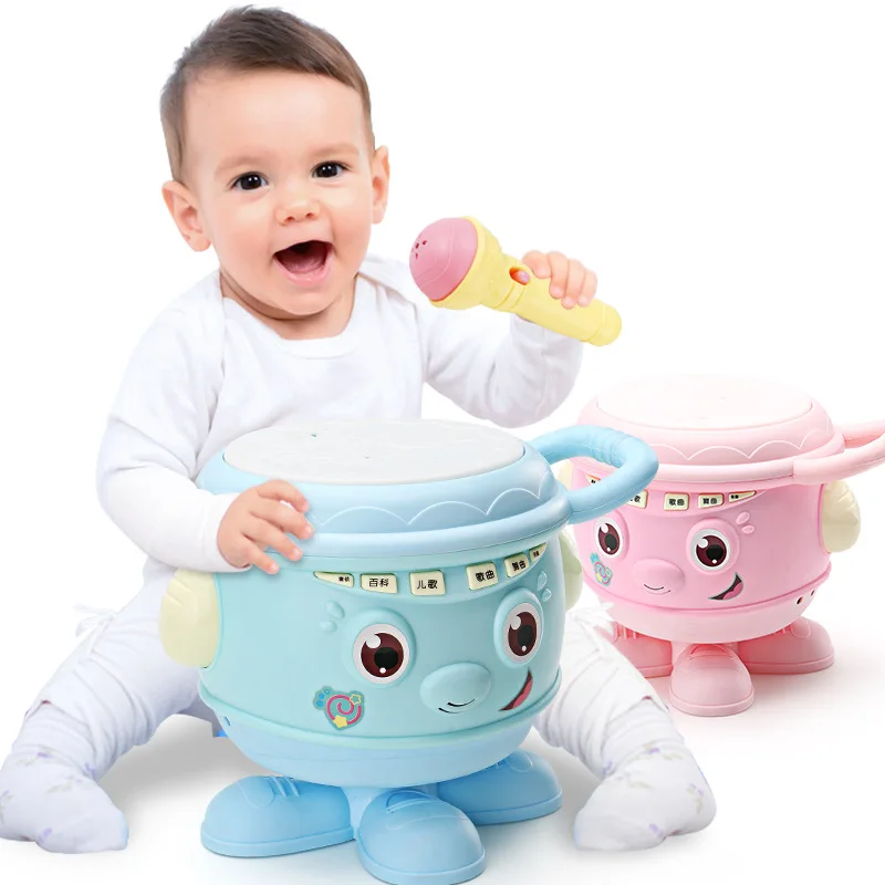 Детский Музыкальный барабан, ручной барабан для детей 0-1-3 лет, развивающие игрушки для малышей liu qi ba jiu 67-8-9-12 месяцев