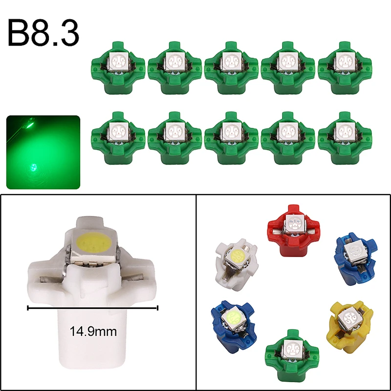 10x T5 T3 T4.2 T4.7 светодиодный W1.2W B8.3 B8.4 B8.5 автомобильный светильник 1 светодиодный приборной панели датчик прибора Авто клиновидные боковые светильник s внутреннего освещения