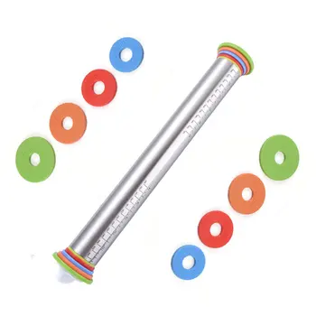 

17inch Stainless Steel Adjustable Rolling Pin With Dough Mat Dough Roller with 4 Removable Adjustable Thickness Rings