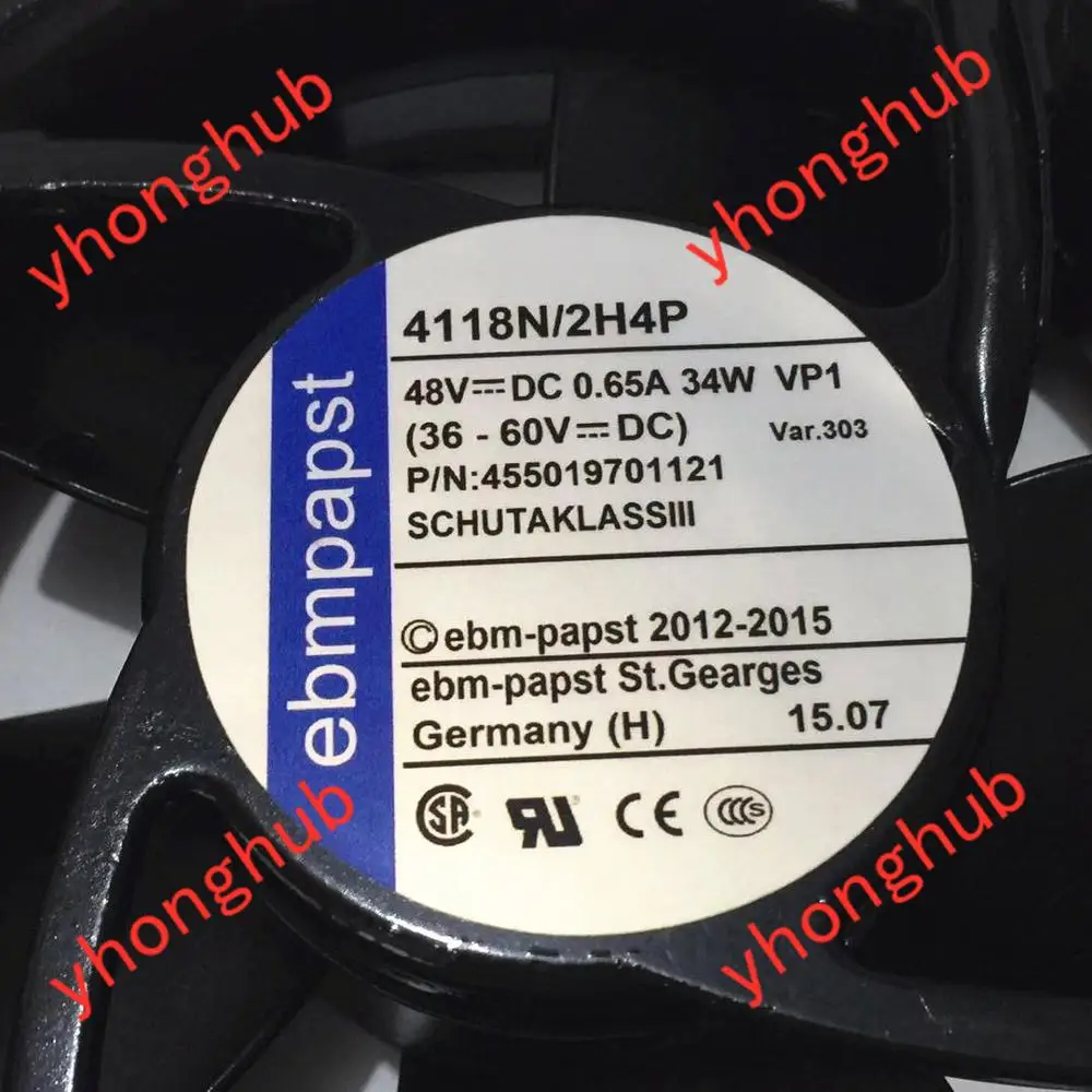 ЭБМ ПАПСТ 4118N/2H4P постоянного тока 48В 34 Вт 4-провод 120x120x38mm вентилятор охладителя сервера