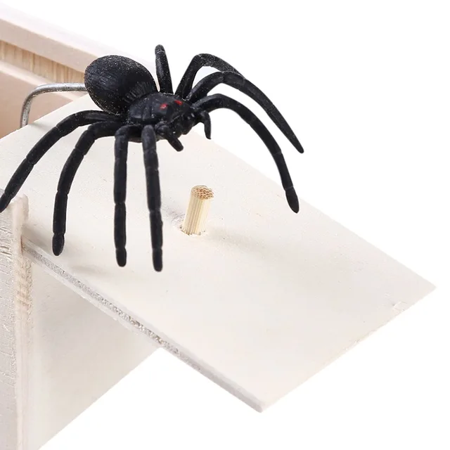 Wooden Prank Trick Practical Joke Home Office Scare Toy Box Gag Spider Kid Parents Friend Funny Play Joke Gift Surprising Box 6
