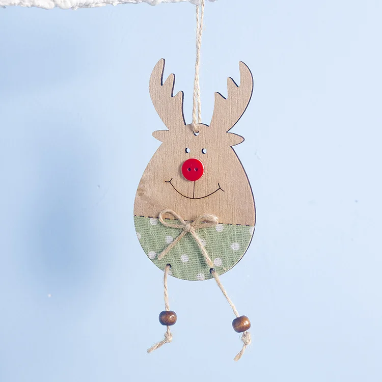 Деревянная улыбка олень Рождественский кулон Кнопка Рождественская елка украшения Висячие украшения окно дисплей Рождественский подарок домашний декор