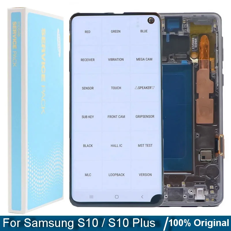 Buy ORIGINAL AMOLED s10 LCD For SAMSUNG Galaxy S10 G9730 G973 S10 Plus G975 G975F Lcd Display Touch Screen Digitizer And dead pixels