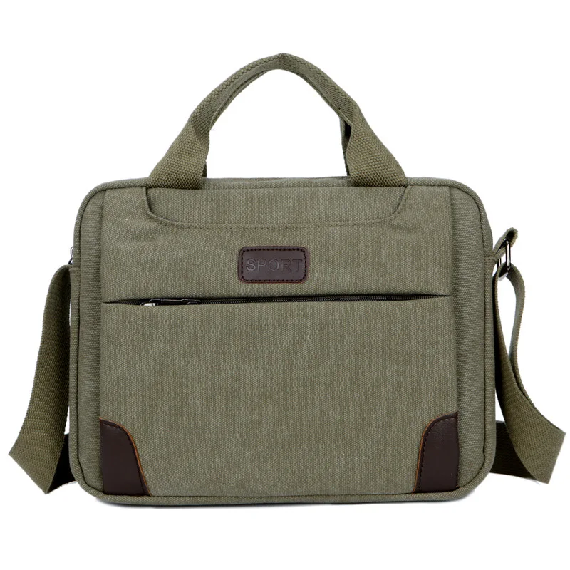 Новая мужская сумка простая деловая сумка через плечо Повседневная винтажная Холщовая Сумка портфель - Color: Army Green