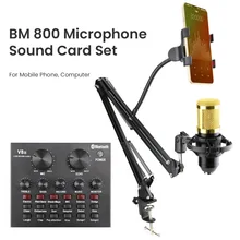 Profesyonel stüdyo bm 800 kondenser mikrofon mikser kiti mikrofon ses kartı ses arabirimi bm800 mikrofon PC bilgisayar telefonu