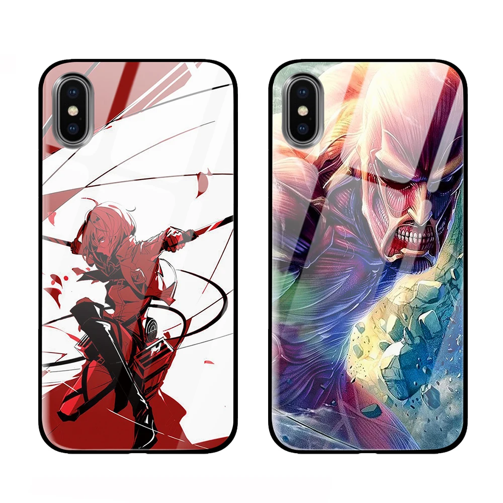 Роскошный чехол Attack on Titan из закаленного стекла для iPhone 5 5S 6 6s 7 8 Plus X XS XR 11 Pro Max