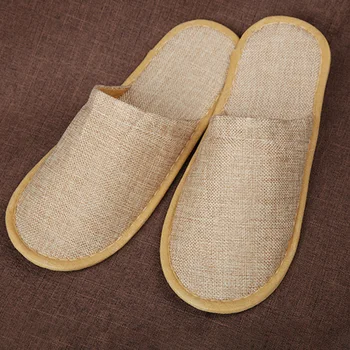 

5 Pairs Linen Travel Hotel Soft Unisex Casual Spa Disposable Adults Home Guest Slippers Homestay Comfortable Anti Slip Gift