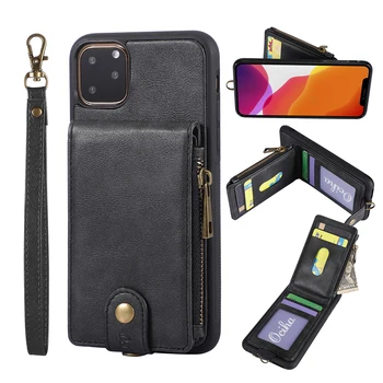 

Luxury PU Leather Zipper Stand Phone Case for iPhone 11 Pro XS Max XR 10 8 7 6 6s Plus 7Plus 8Plus iPhone11 11Pro Wallet Cover