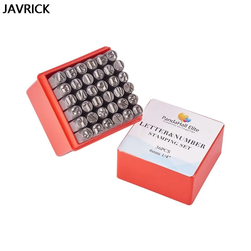 

36 Pcs/set Vector Number Capital Letter Seal Punch Set Letters A-Z Number 0-9 Combination DIY Iron Stamp