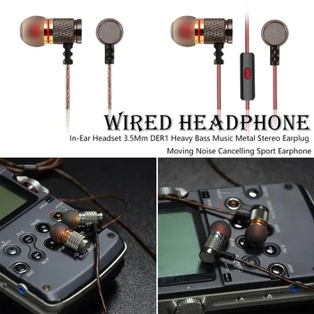 

In-Ear Headset 3.5Mm DER1 Heavy Bass Music Metal Stereo Earplug Moving Noise Cancelling Sport Earphone