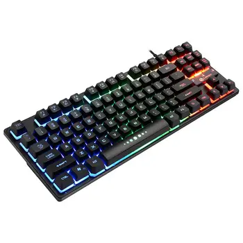 

Gaming Mechanical Feel Keyboard Blue Red SK87 USB Wired Mechanical Feel Keyboard Gaming PC Keyboard with RGB 3 Color Backlight