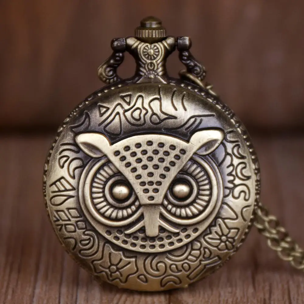 

Vintage 3D Creative Owl Quartz Pocket Watch Pendent Necklace Chain Watch Fob Watch CF1073