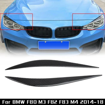 

2pcs/set Headlight Eye Lid Cover Carbon Fiber Black Front Left Glossy UV Coating
