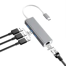 Usb 3,1 Usb-C Тип C 10/100/1000 Мбит/с Gigabit Ethernet Rj45 сетевой адаптер с 3 портами(стандарт 3,0 сетевая карта для Macbook