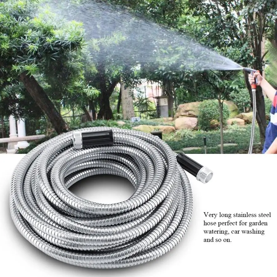 

Flexible Garden Hose 304 Stainless Steel Non-Kink Flexible Hose for Watering Car Washing Durable Tube Pipe Domestic Delivery