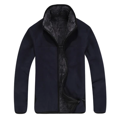 Mens Plus Velvet Warm Fleece Jacket Winter Outdoor Sport Thick Thermal Cardigan Coat Fleece Liner Riding Hiking Windproof Jacket - Цвет: 1988 Blue