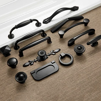 

Black Aluminum Alloy Handle Wholesale Cabinet Wardrobe Door Handle Furniture Handle Hardware Hardware Accessories