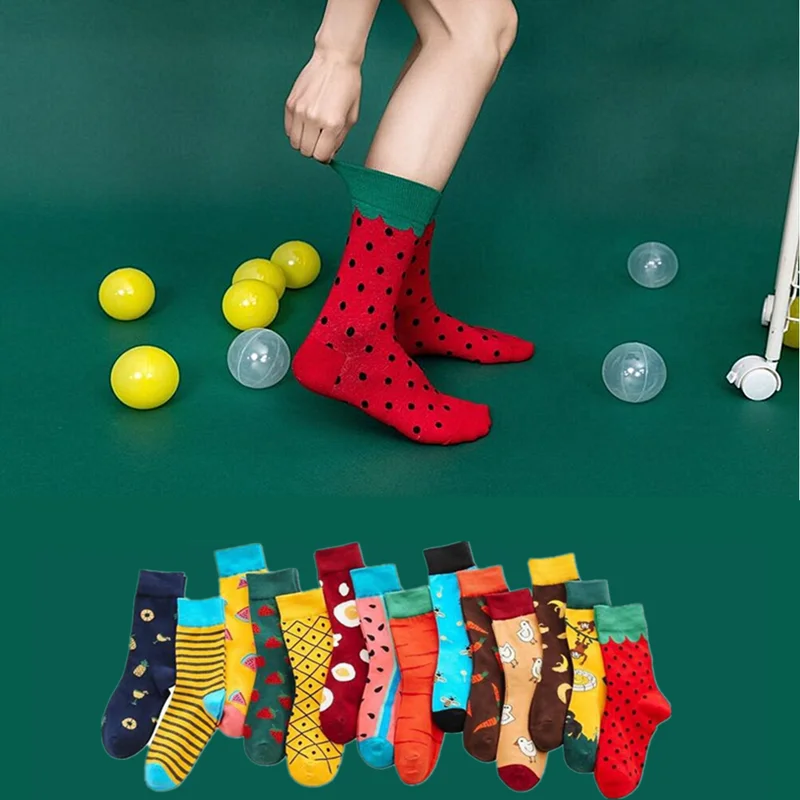 

Harajuku Korean style fashion socks funny banana strawberry watermelon monkey bee chick fruit animal pattern cute woman socks