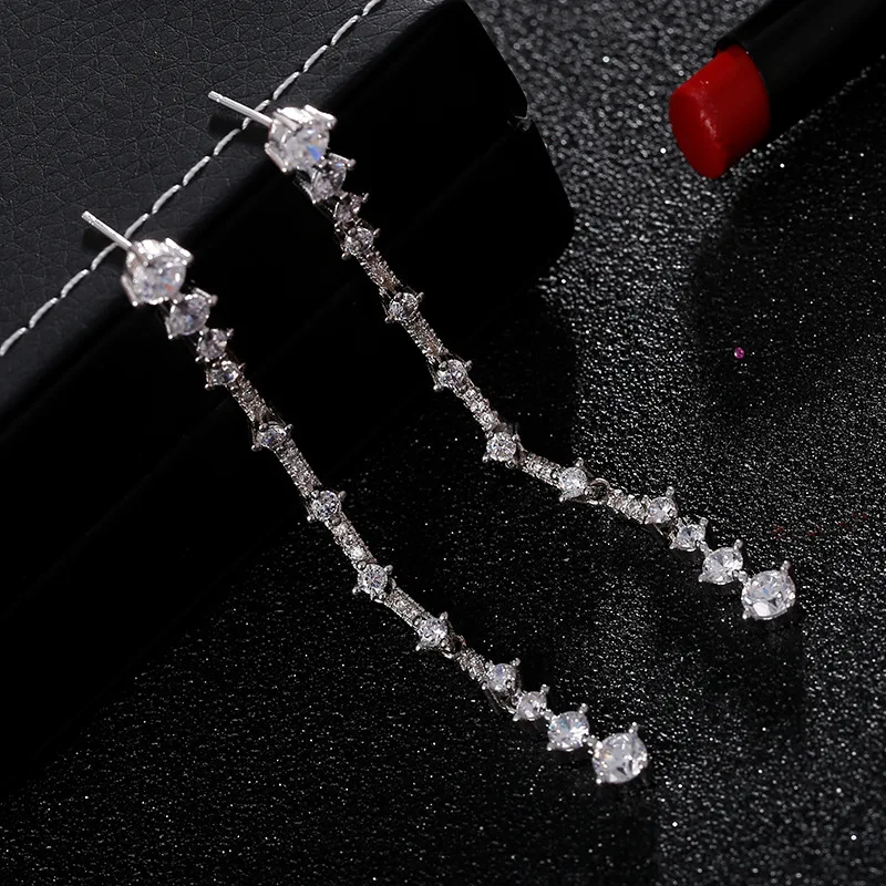 LE2122 925 Серебряные иглы длинные серьги в Корейском стиле Простые серьги earline