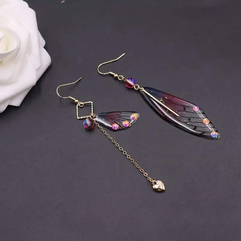 

Monarch Butterflies Earrings Rhinstone Insect Cicada Wing Drop Earring for Women