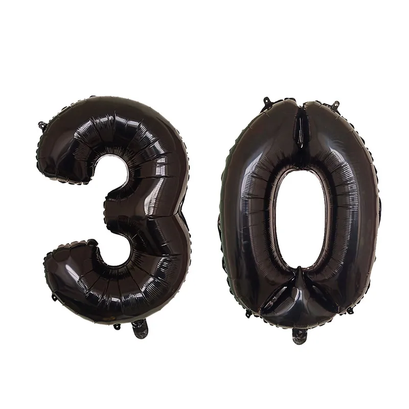 Set of 2 Colorful 30th Birthday Foil Balloons - Pink, Blue, Gold Party Decorations
