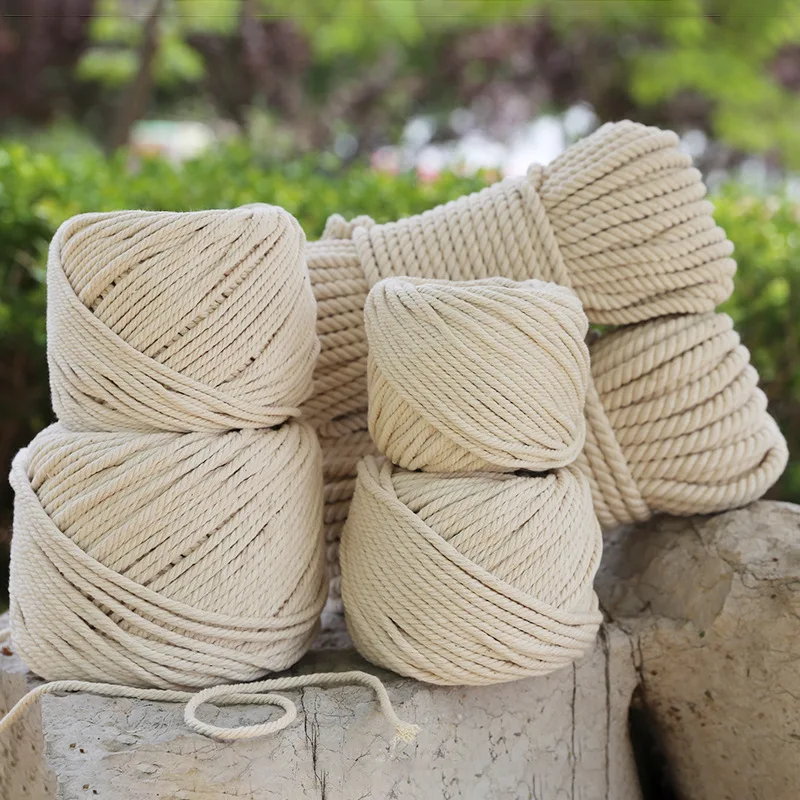 Natural Macrame Twisted Rope String Cotton Cord Thread DIY Craft Knitting Christmas Plant Hangers Wall Hangings 2/3/4/5/6/8/10mm