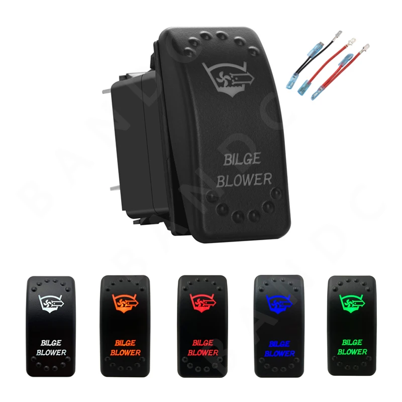 BILGE BLOWER Rocker Switch with Wire 5P ON OFF SPST Laser Etched Toggle