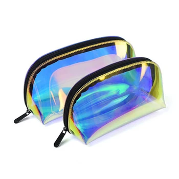 

Travel Make Up Necessaries Organizer Woemn Transparent Laser Cosmetic Bag Zipper Toiletry Kit Makeup Case Pouch Wash Kit Box
