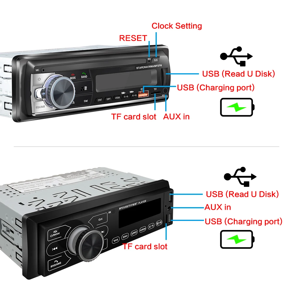 Car Multimedia Player Car Radio Car Radio Player Car Music Player Mp3 Music Player 1 din Car Radio Embedded Stereo Player Bluetooth EQ FM AUX TF 2 USB Multi-Function 1DIN car MP3