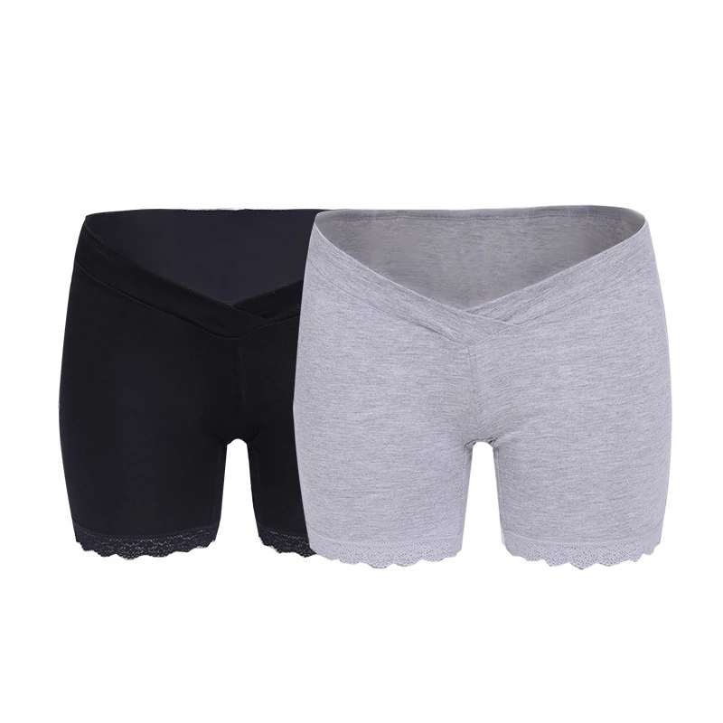 2-Pieces Lace Pregnant Flat Stomach Lift Pants Low& High-waist Seamless Underwear Breathable Cotton Pregnant Women Safety Pants