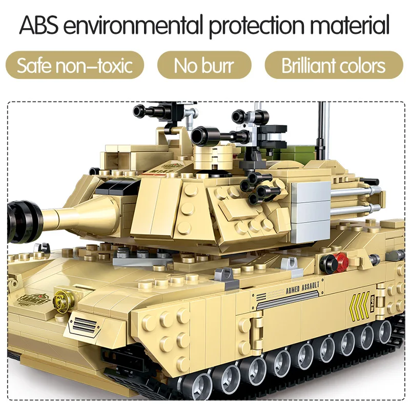  6 In 1 929PCS M1A2 Main Battle Tank Building Blocks Legoingly Military WW2 Soldier Figures Model Ve
