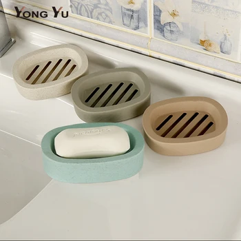 

Double-Layer Wheat Straw Draining Rack Soap Box Soap Dish Soap Holder Container Bathroom Accessory