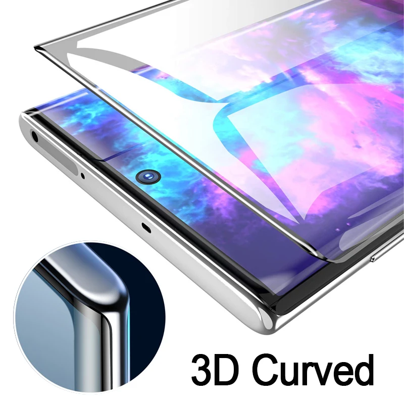 

Protective glass on for samsung galaxy note 10 pro plus screen protector 3d glaxay note10 notes 10pro armor tempered glas film